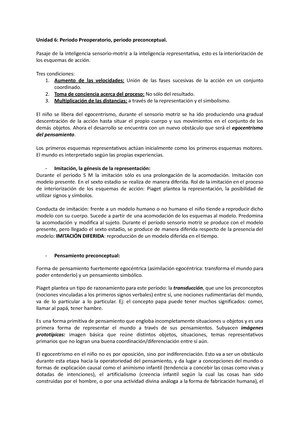 Unidad 6 Periodo Preoperatorio periodo preconceptual e intuitivo