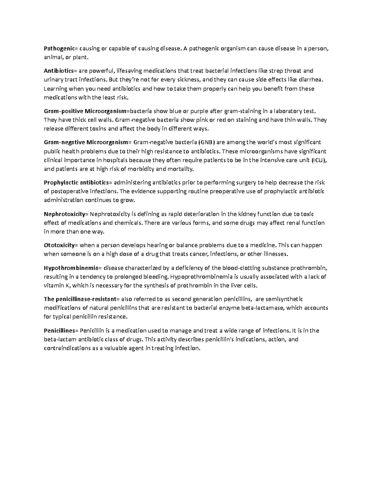 Ch 45 pharm notes - Pathogenic= causing or capable of causing disease ...
