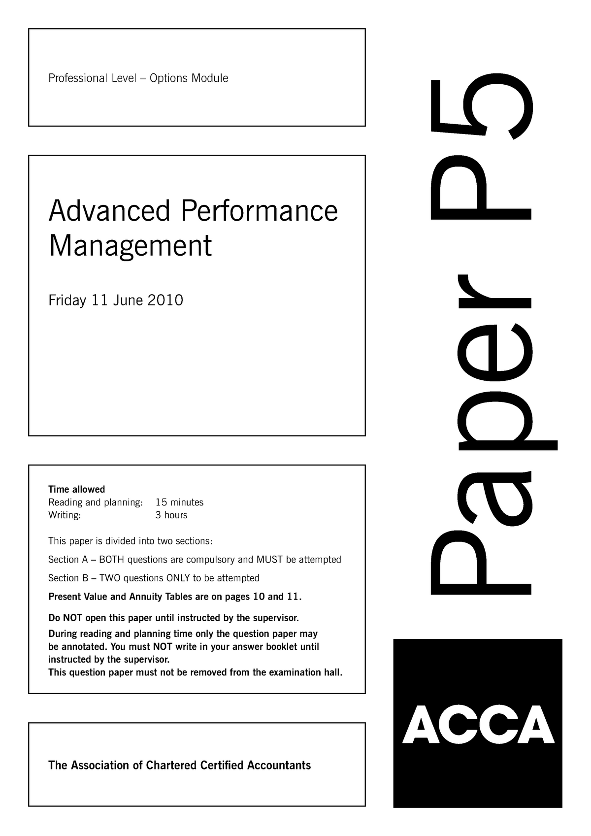 June 2010 APM Exam Questions Professional Level Options Module