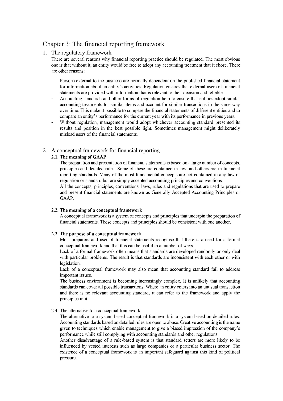 SBR Notes - Chapter 3: The Financial Reporting Framework 1. The ...