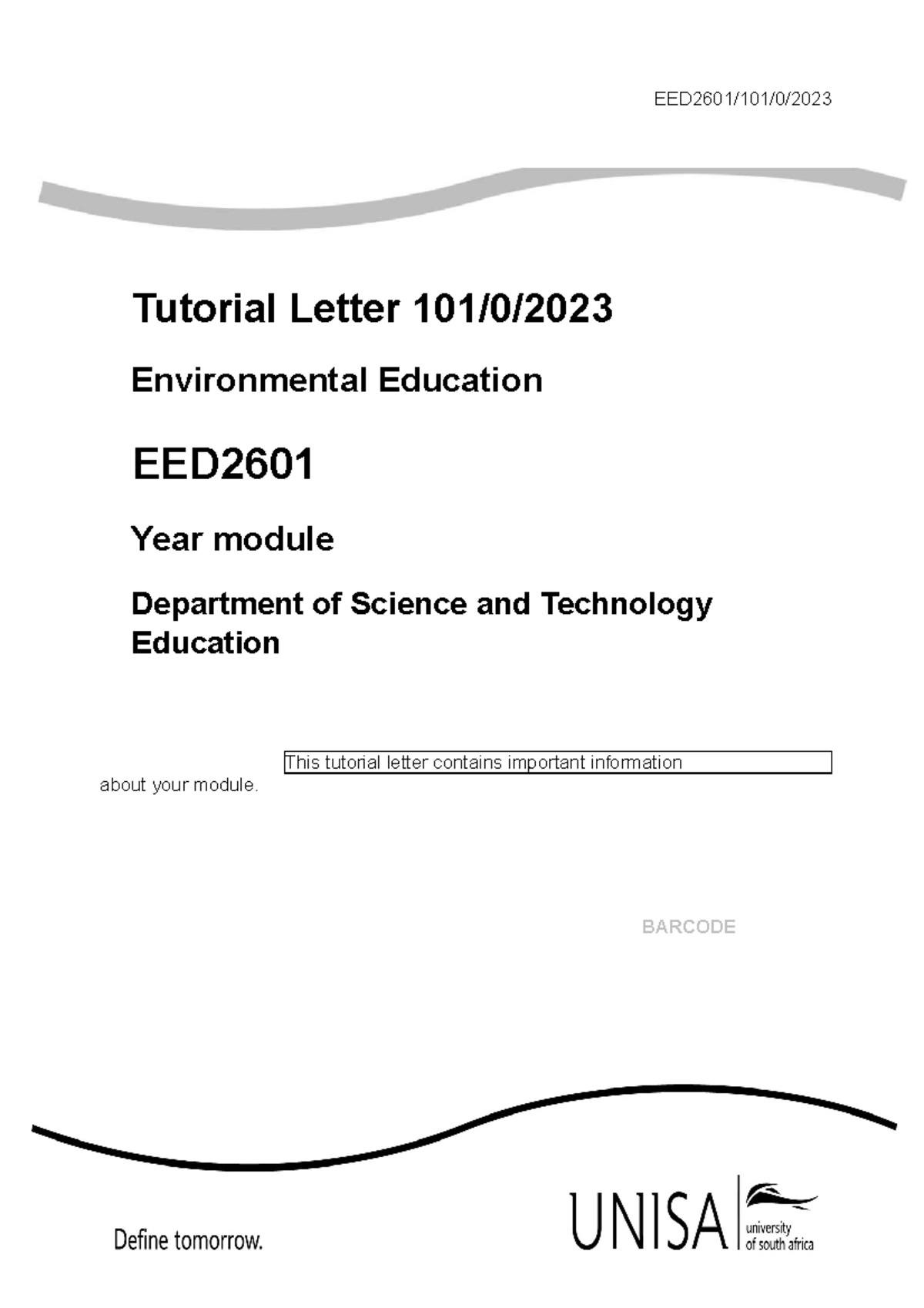 EED2601 TL - lecture - EED2601/101/0/ Tutorial Letter 101/0 ...