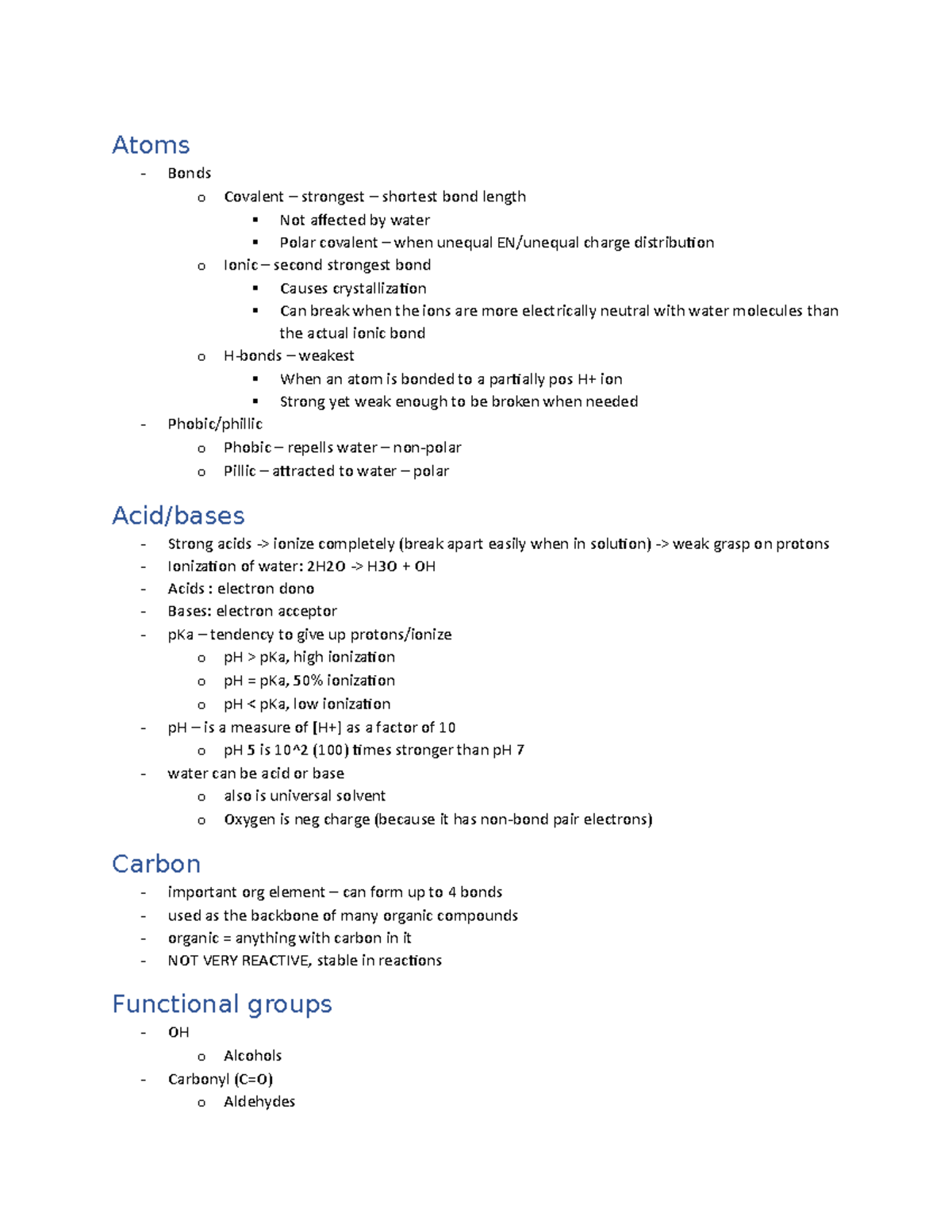 Biol 130 - Unit 1 - unit 1 - macromolecules and molecular bonding ...