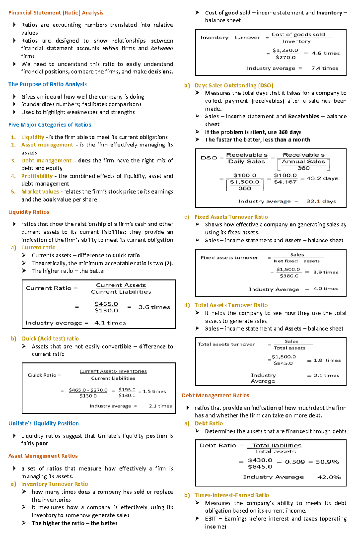 Math business finance-QUIZ - Financial Statement (Ratio) Analysis ...