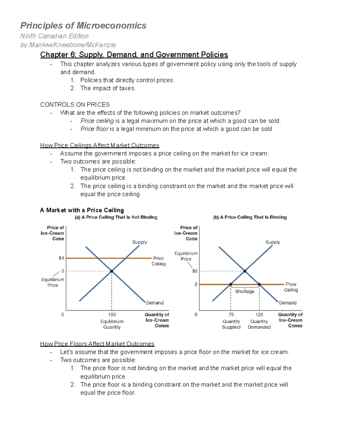 Chapter 6 Supply, Demand, and Government Policies Ninth Canadian