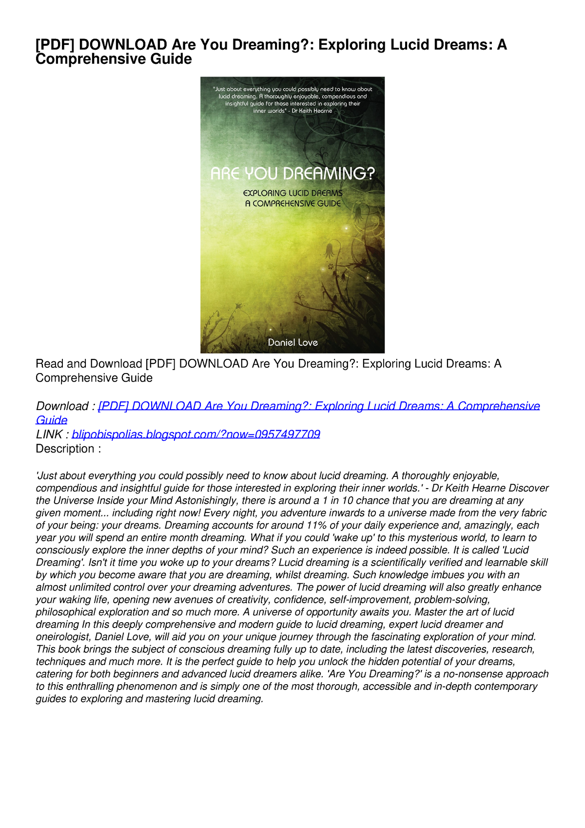 PDF DOWNLOAD Are You Dreaming Exploring Lucid Dreams A Comprehensive Guide Blogspot Now