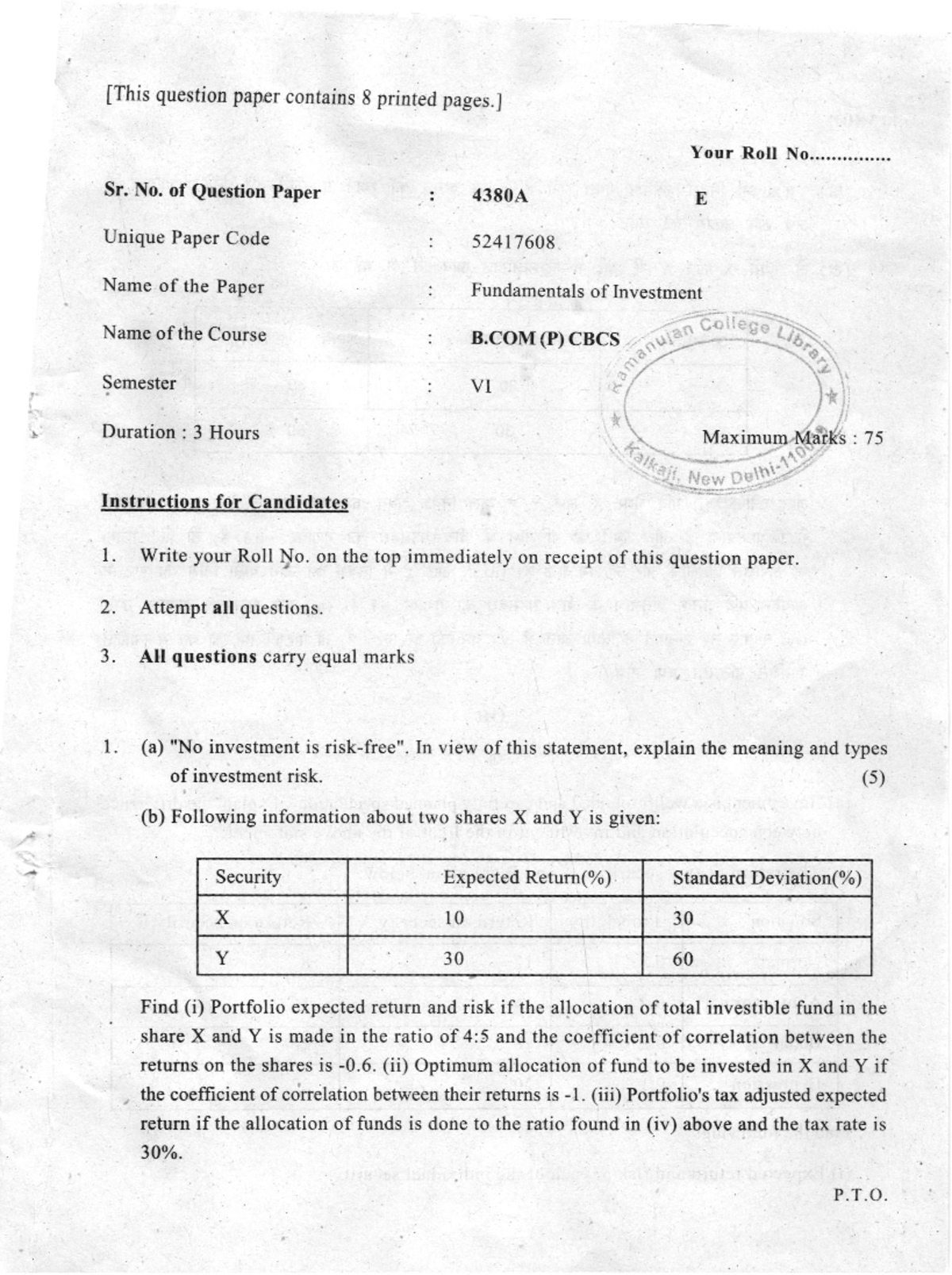 Previous year question. - [This question paper contains 8 printed pages ...
