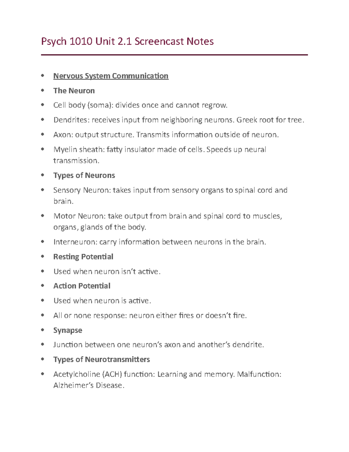 Psych 1010 Unit 2.1 Screencast - Psych 1010 Unit 2 Screencast Notes ...