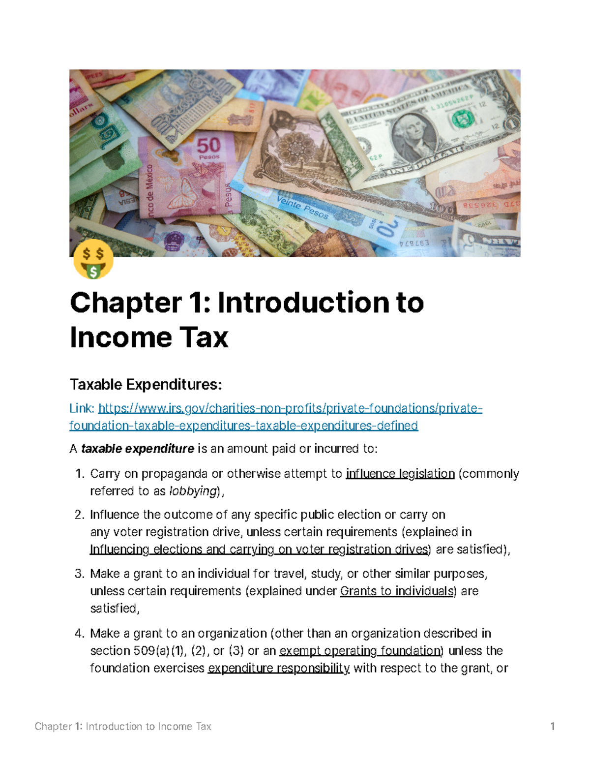 Basics Of Tax - Lecture Notes 1 - 螺 Chapter 1: Introduction To Income ...