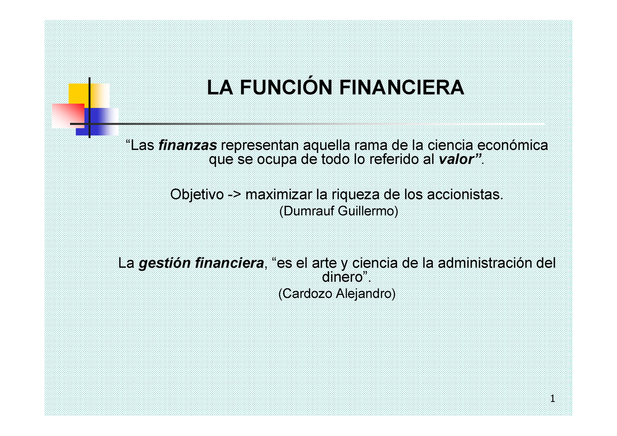 Funcion Financiera - Dflsejrhog - LA FUNCIÓN FINANCIERA “Las Finanzas ...