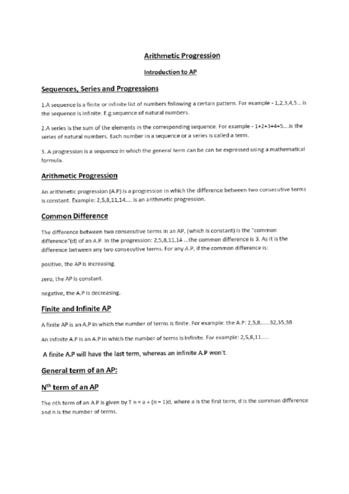 Arithmetic progression - Engineering Mathematics - Studocu