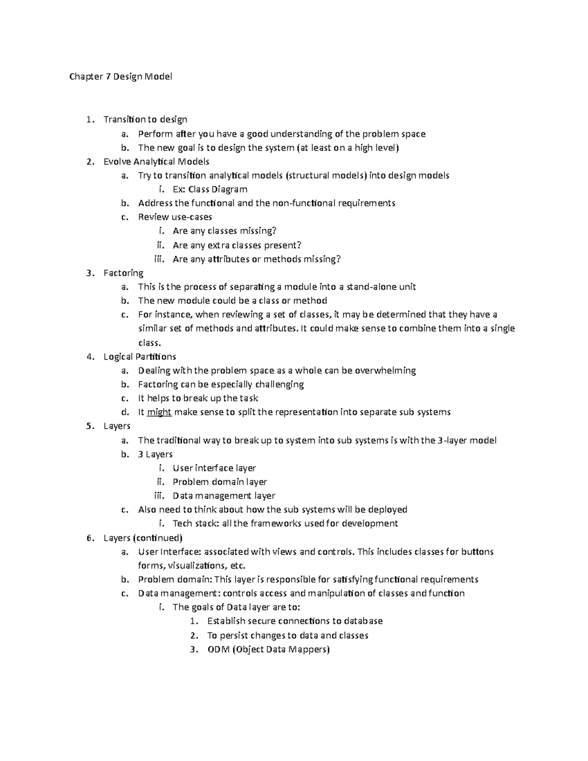 Chapter 7 Design Model - Schoolwork - Chapter 7 Design Model Transition ...