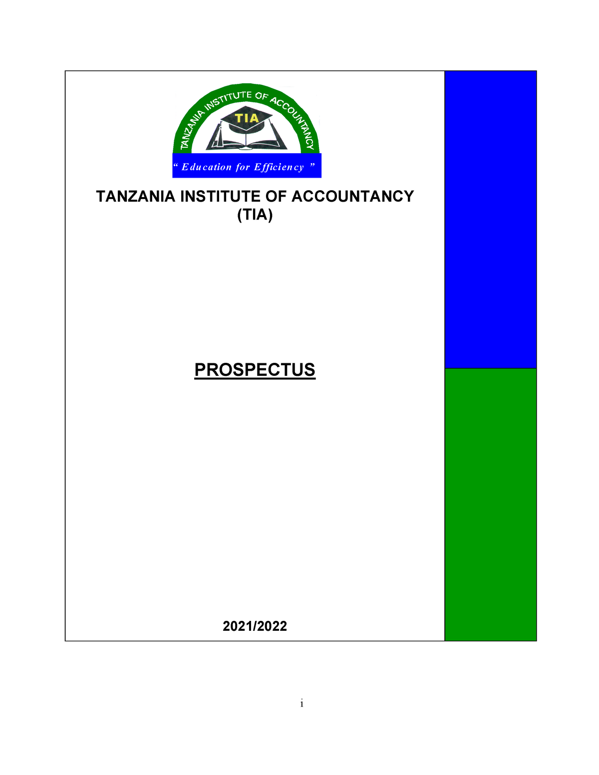 Prospectus 2021 2022 I TANZANIA INSTITUTE OF ACCOUNTANCY TIA   Thumb 1200 1553 