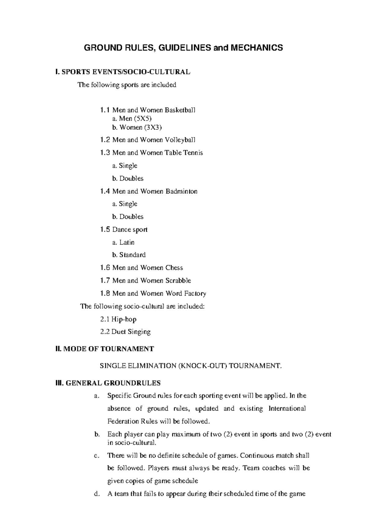 Implementing Rules AND Regulations - GROUND RULES, GUIDELINES and ...
