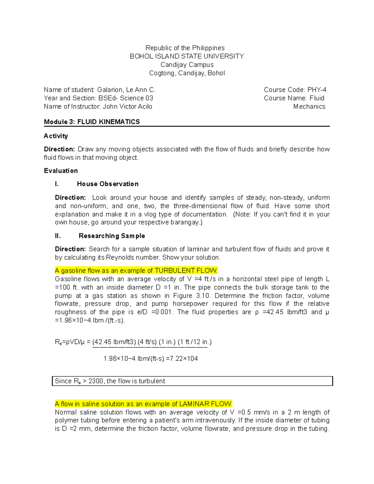 M3 - module 3 in fluid mechanics - Republic of the Philippines BOHOL ...