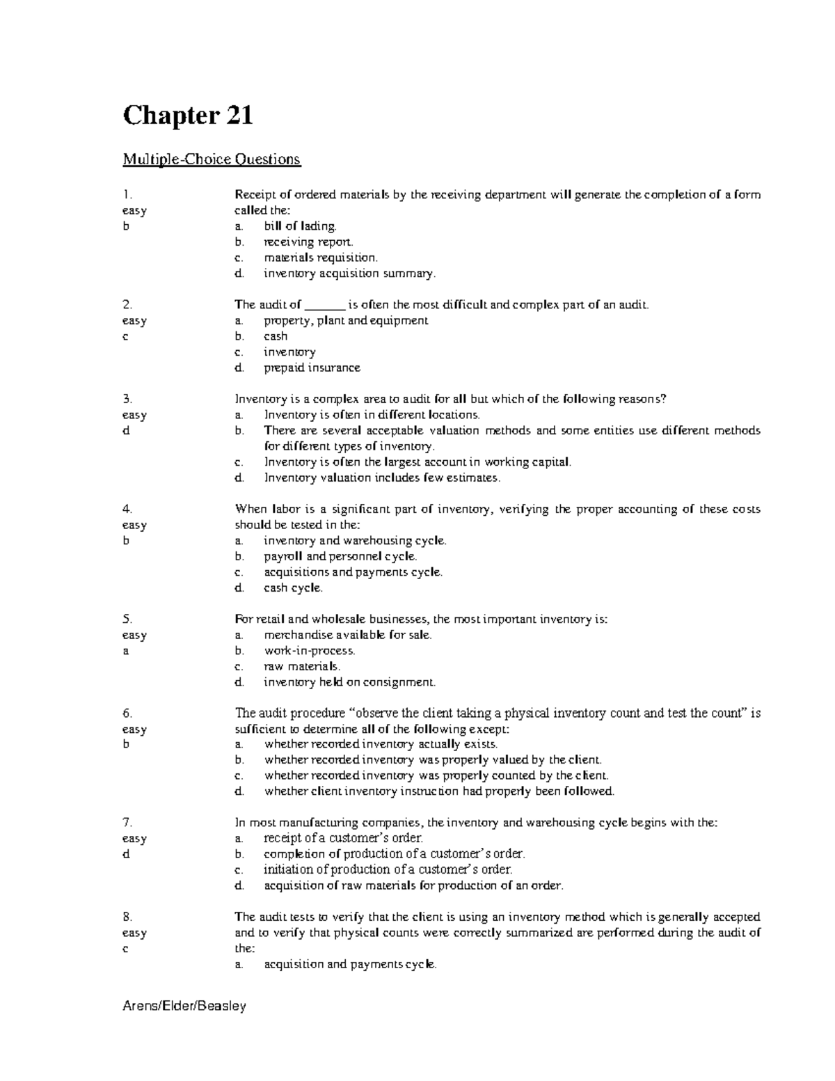 Chapter-21-inventories theories - Chapter 21 Multiple-Choice Questions ...