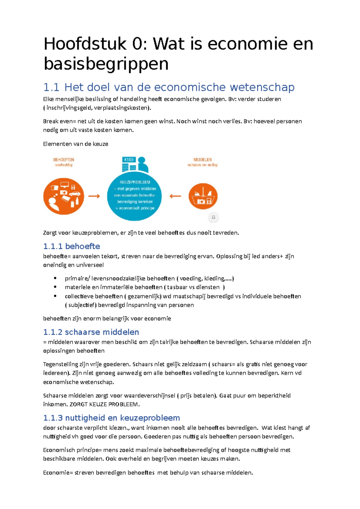 Economie- Examen November - Hoofdstuk 0: Wat Is Economie En ...