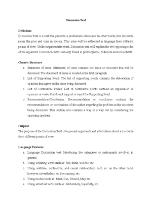 What Is The Purpose Of The Discussion Text