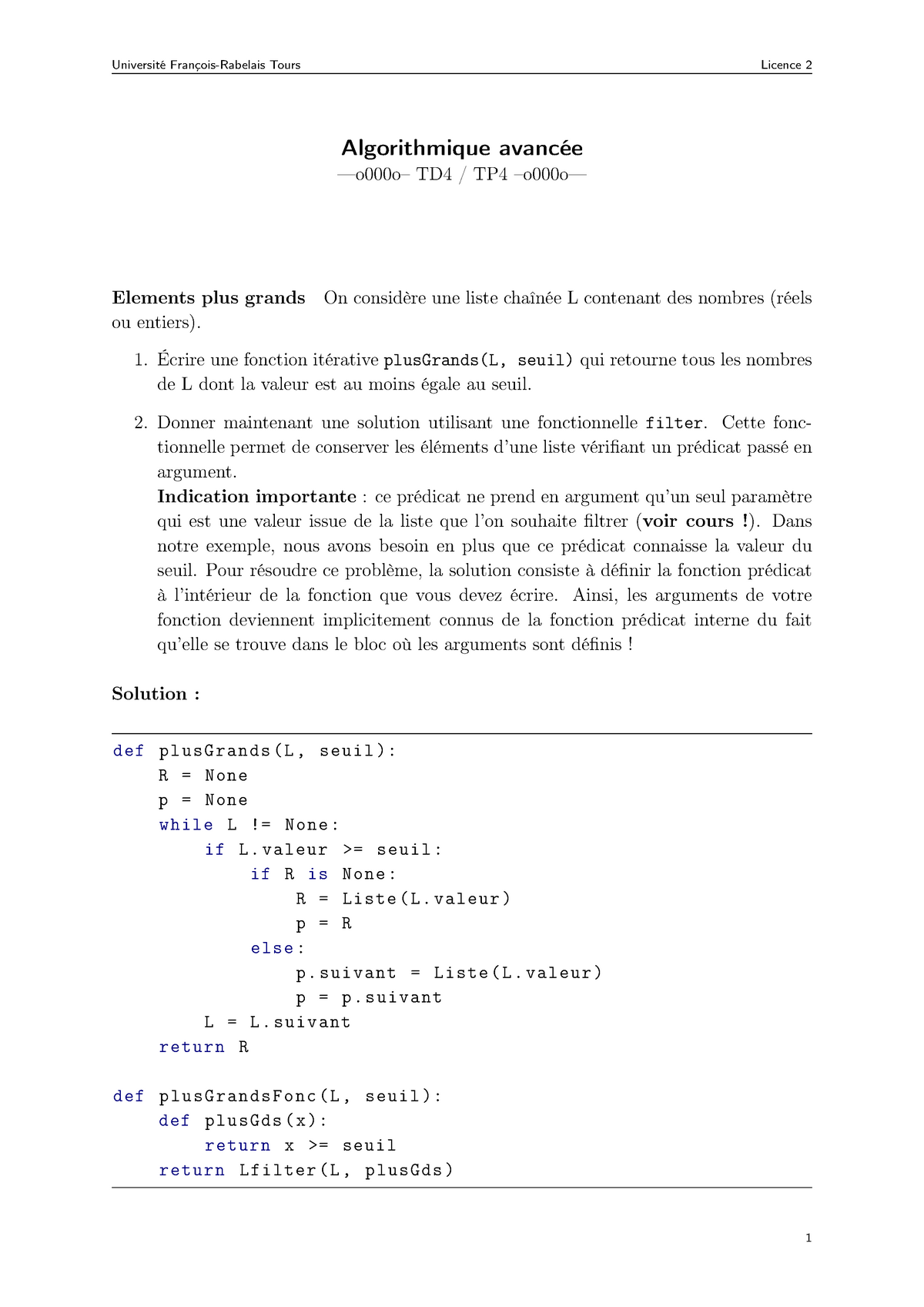 Algorithmique Avancée - Python - Activité 4 Correction - Algorithmique ...