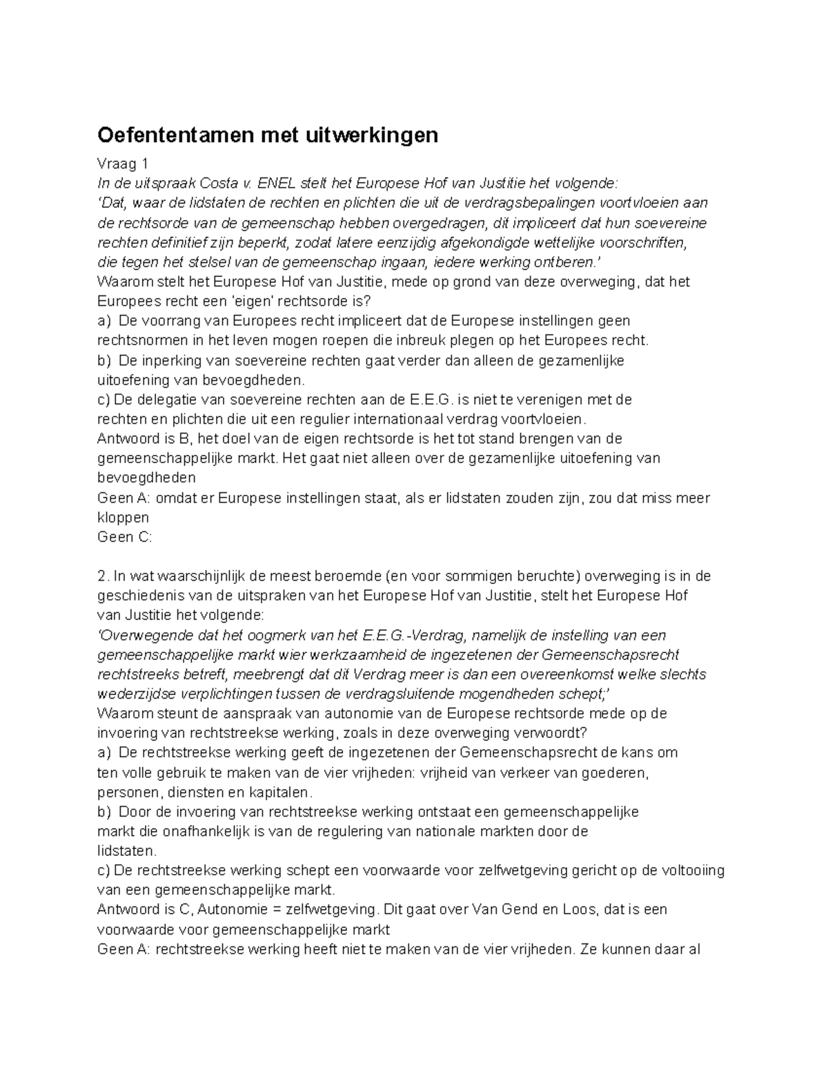 Oefententamen Rechtsfilosofie B - Met Antwoorden En Toelichtingen ...