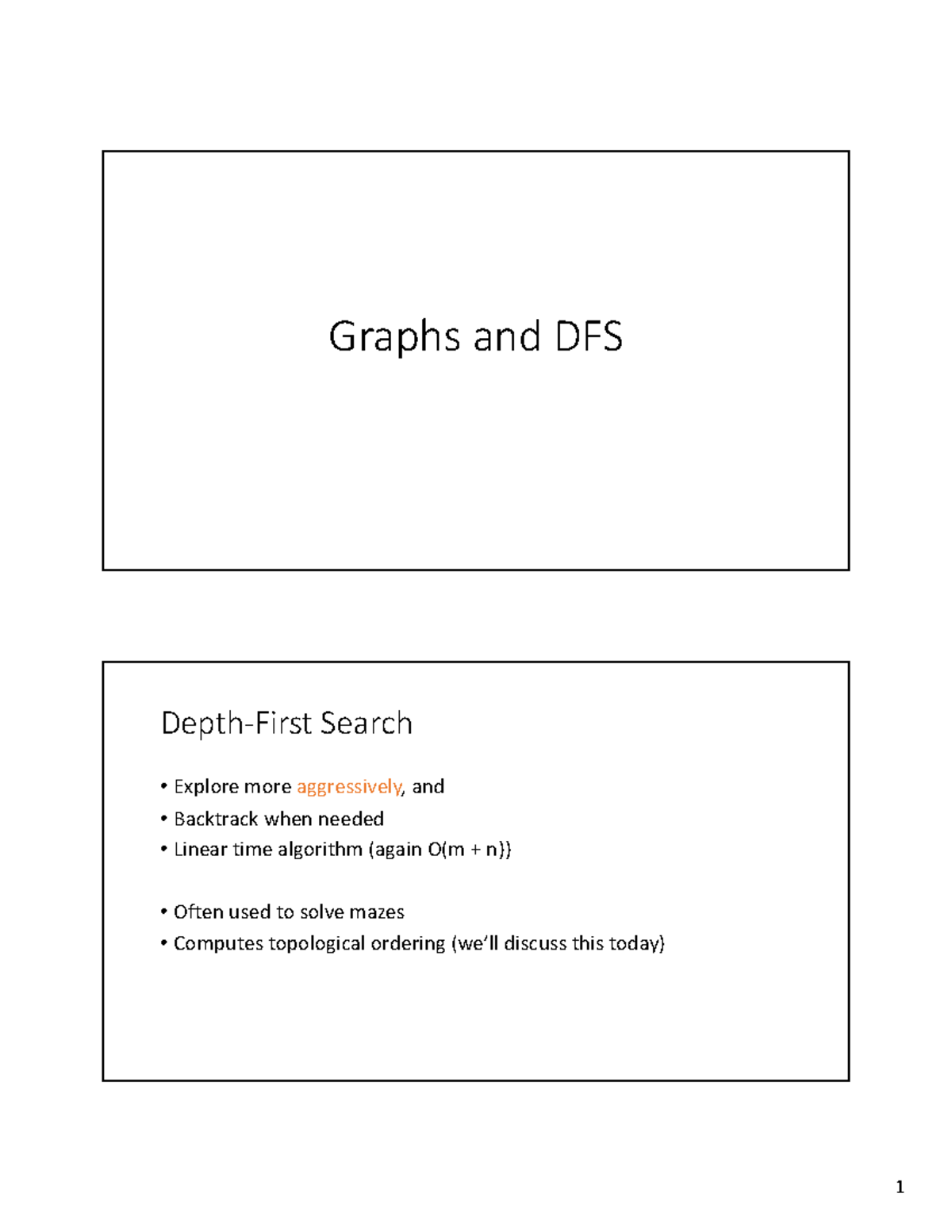 Graphs and DFS (lecture 15) - Graphs and DFS Depth-First Search ...