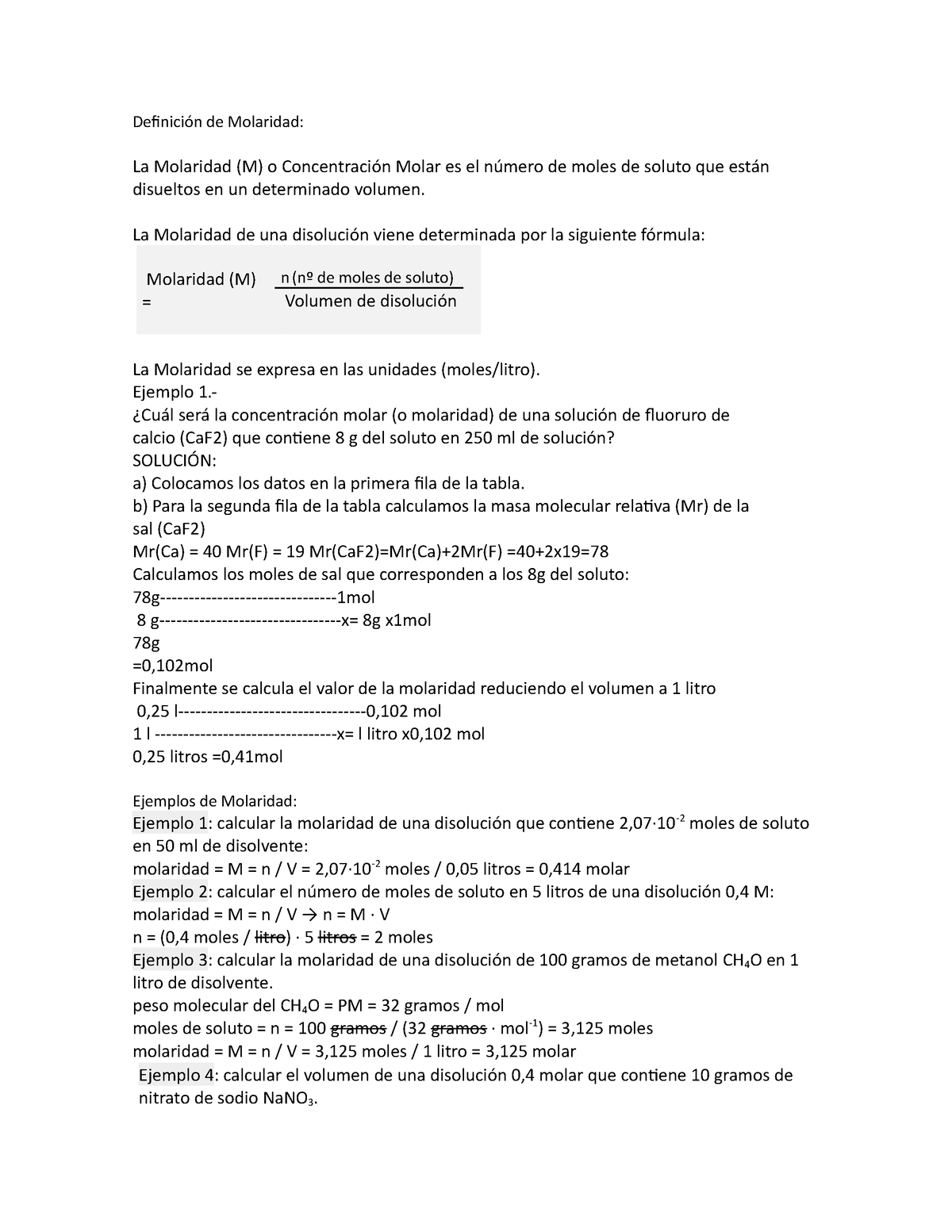 Mol - Ejercicios Prácticos De Molaridad Y Normalidad - Definición De ...