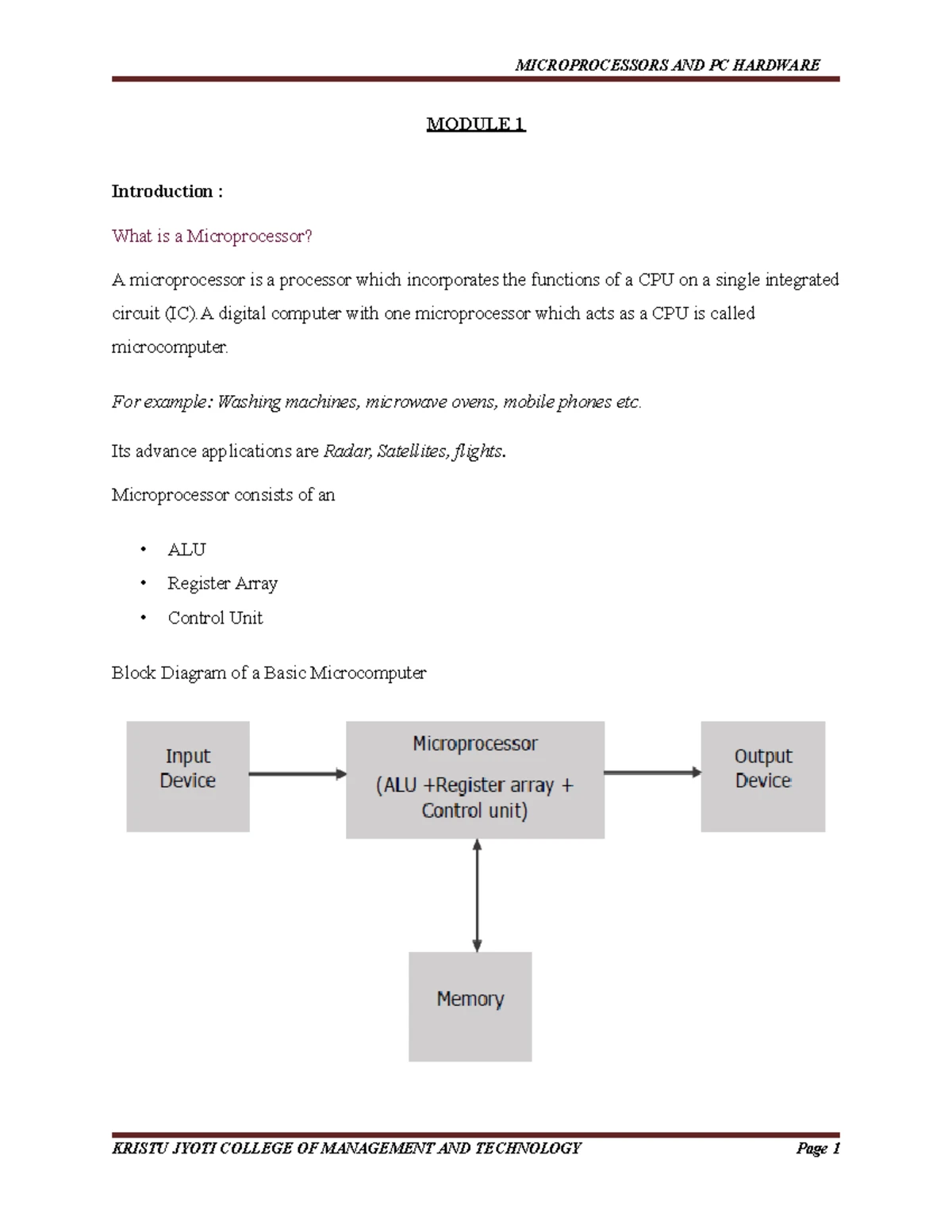 Microprocessor & PC Hardware Module 3 notes - classmate Date Page ...