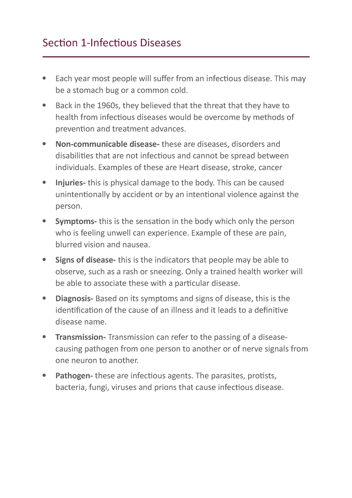 Section 1- Infectious Diseases - Section 1-Infectious Diseases Each ...