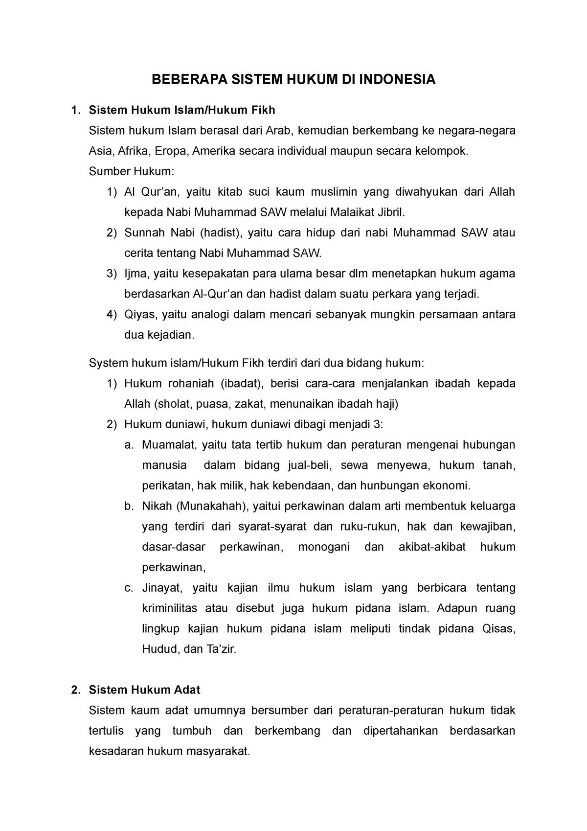 SHI 6 - Beberapa Sistem Hukum DI Indonesia - BEBERAPA SISTEM HUKUM DI ...