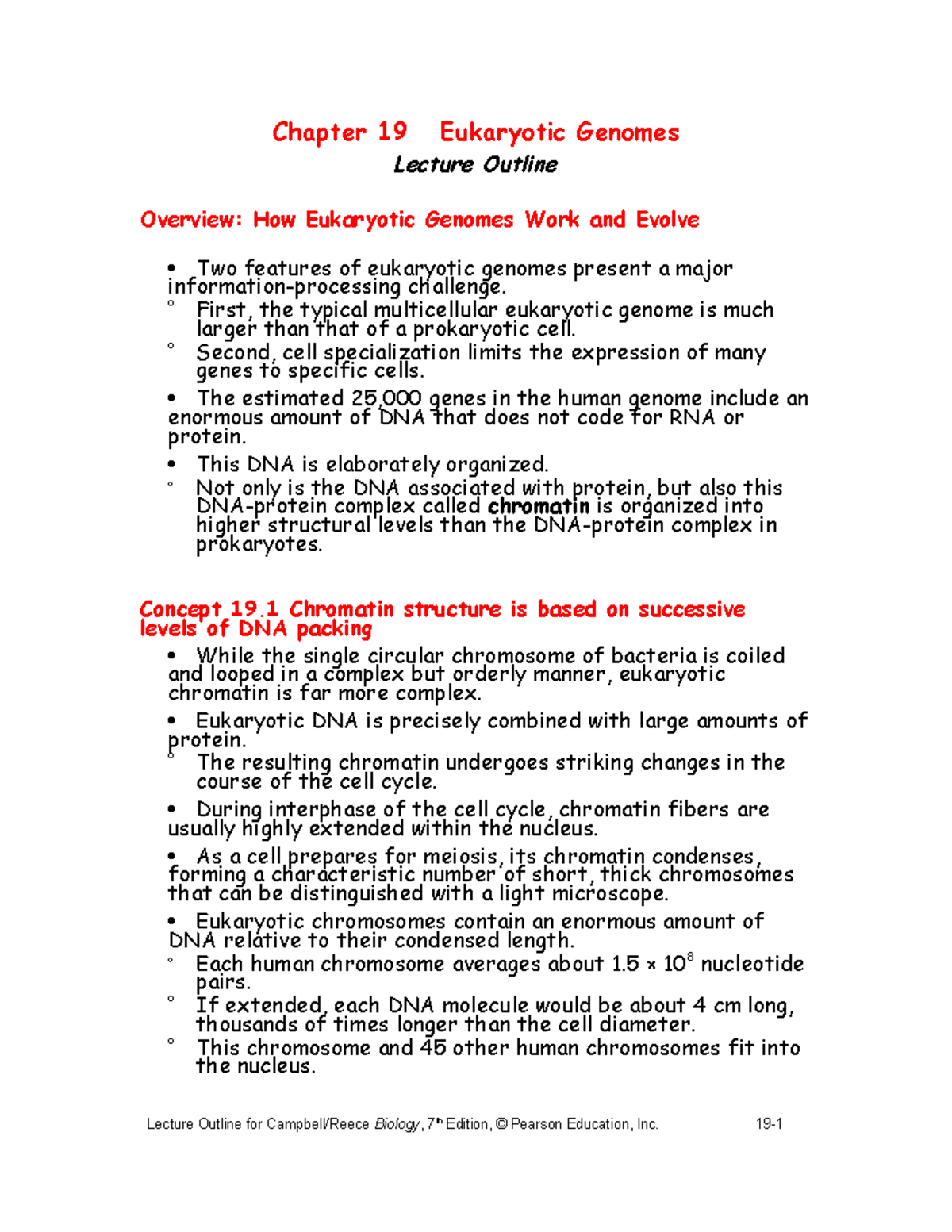 Chapter 19 - Eukaryotic Genomes - First, the typical multicellular ...