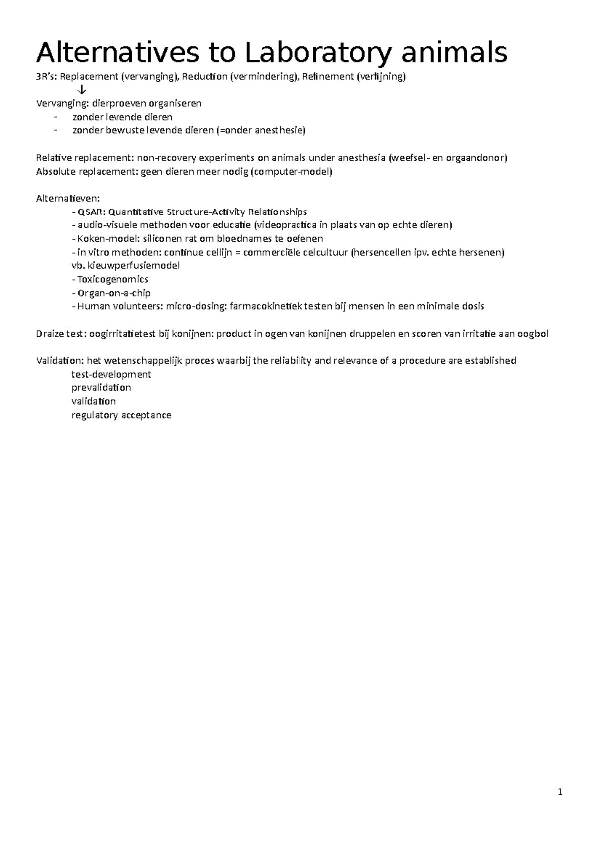 Alternatives to Laboratory animals Alternatives to Laboratory animals