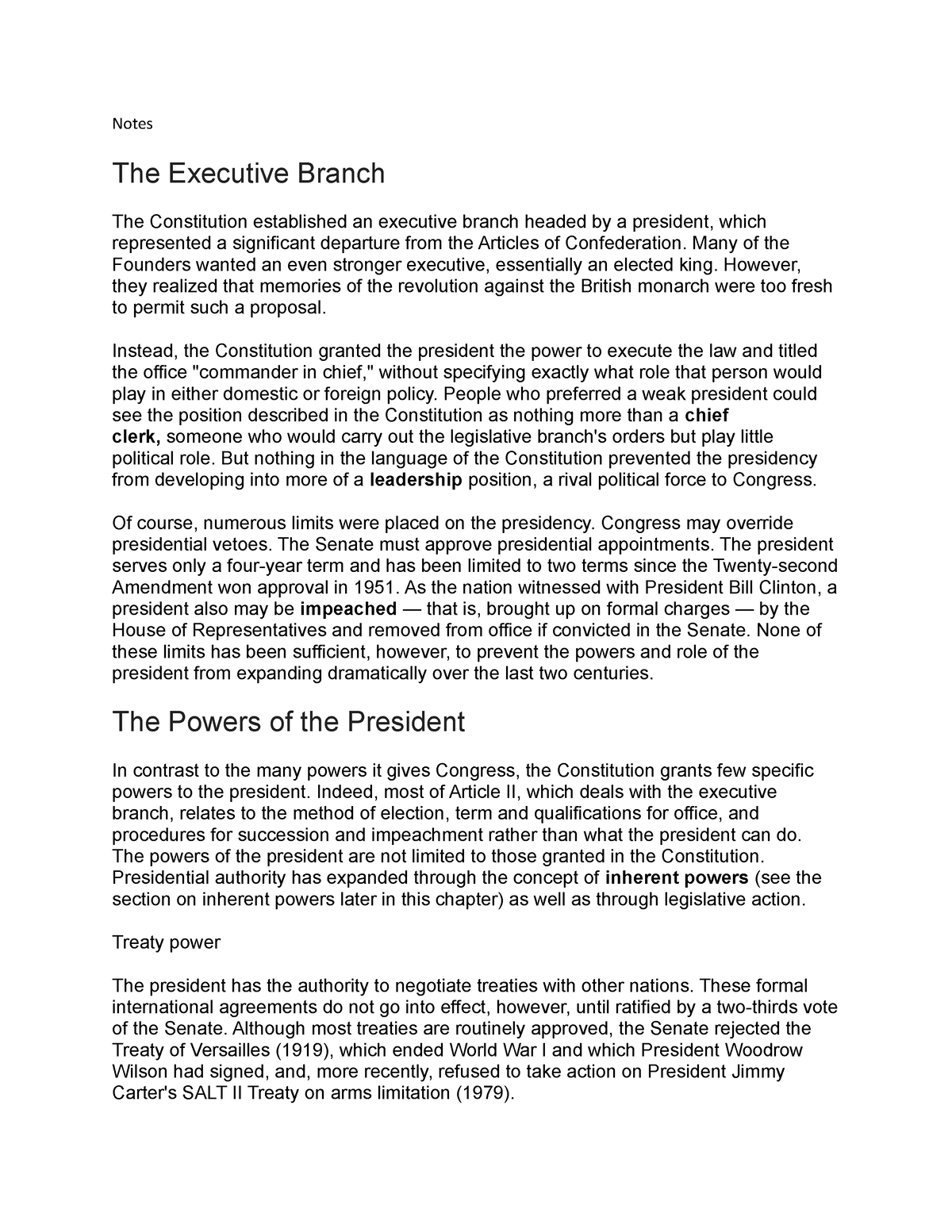 history of the executive branch essay