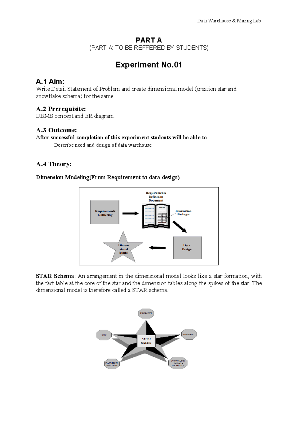 DWM Experiments - Data Warehouse & Mining Lab PART A (PART A: TO BE ...