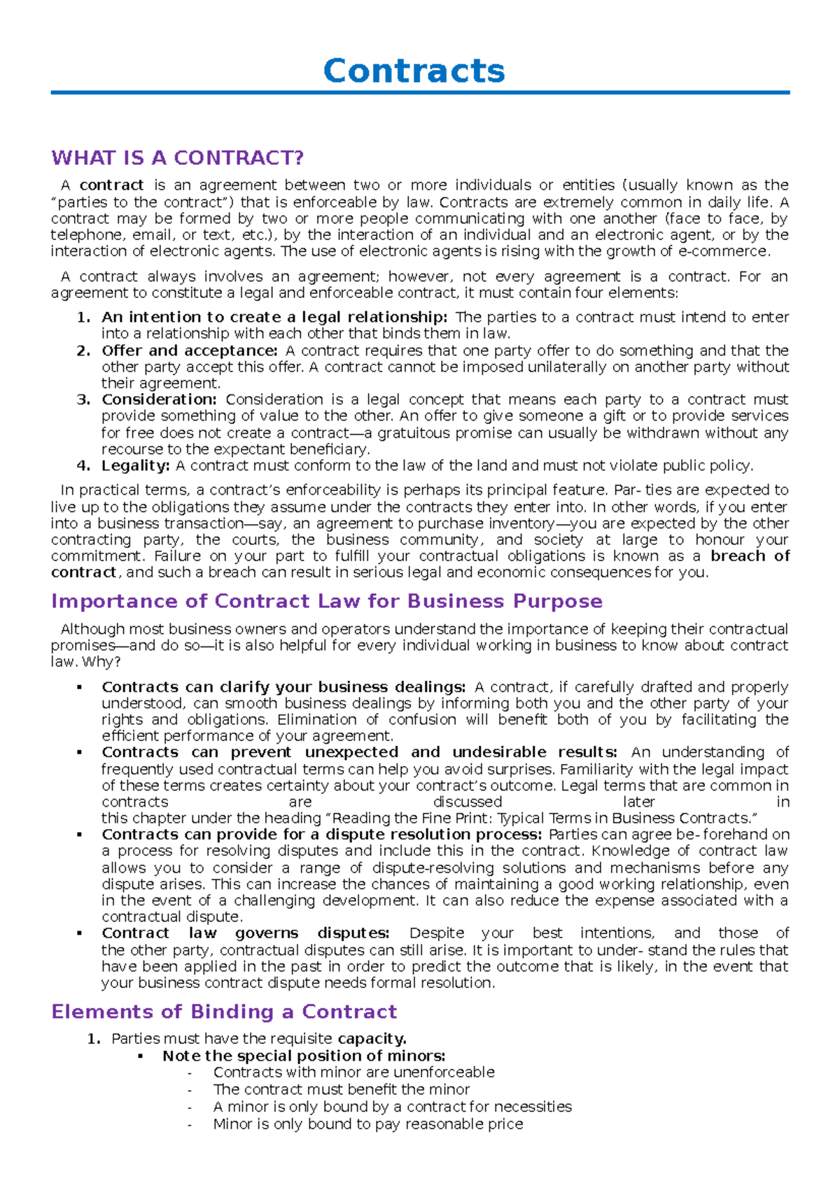 Contracts 1 - Contracts WHAT IS A CONTRACT? A contract is an agreement ...