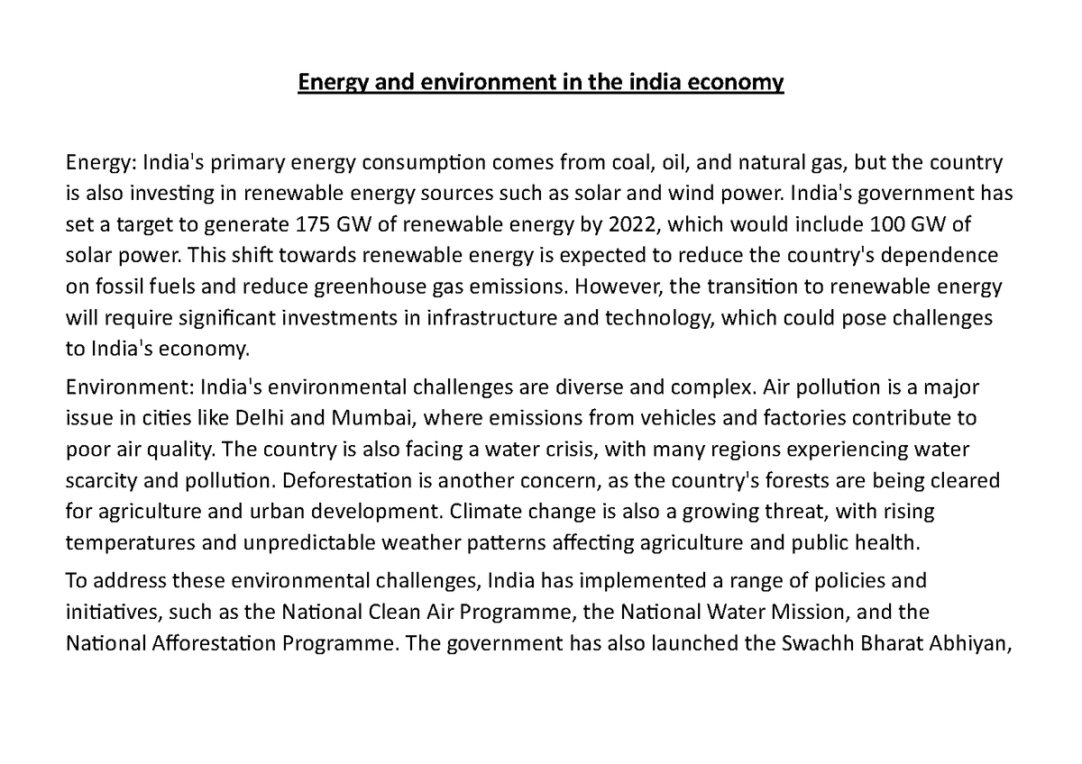 essay on energy efficient india