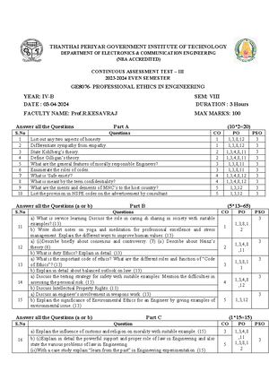 GE8076- Professional Ethics in Engineering Assignment - ACADEMIC YEAR ...