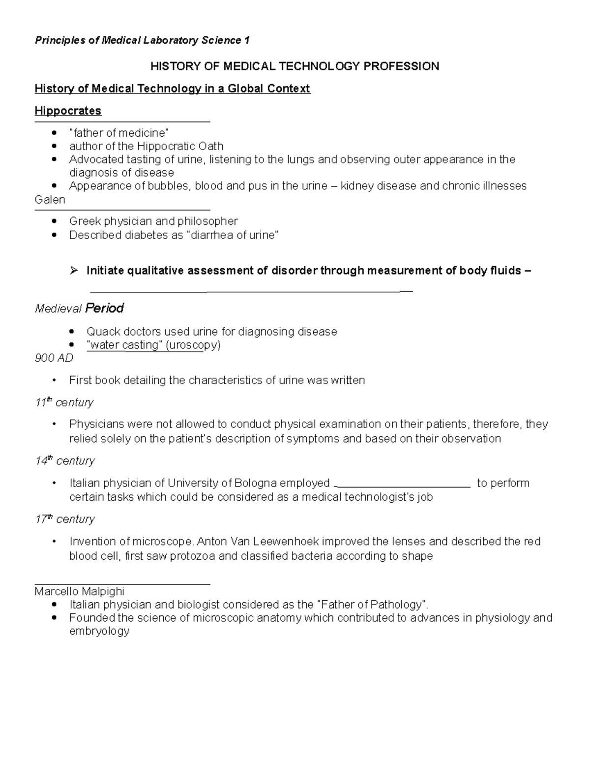 History OF Medical Technology Profession - HISTORY OF MEDICAL ...