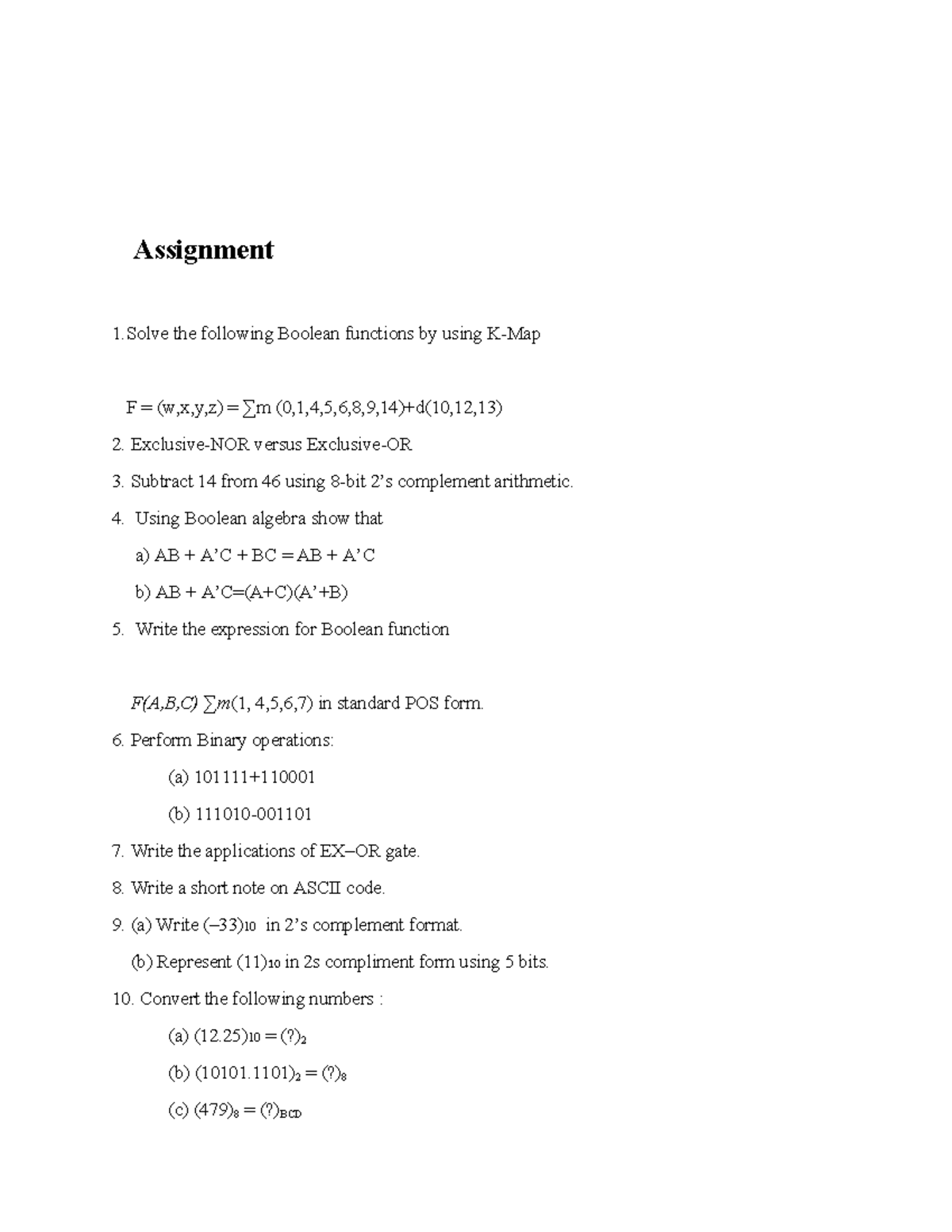 DOC-20241104-WA0038 - VERIFY - Assignment 1 the following Boolean ...