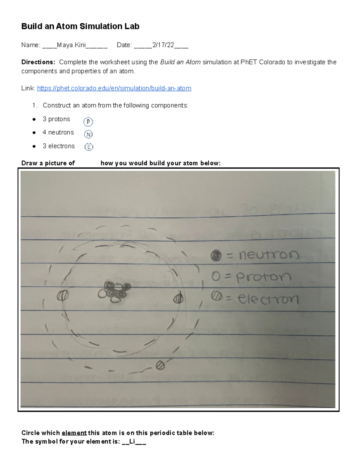 2.1.1 Build an Atom Simulation Lab - Build an Atom Simulation Lab Name ...