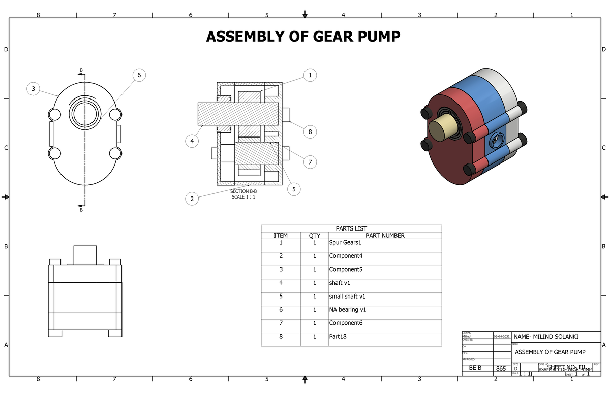 Assembly OF GEAR PUMP - B.e. (mechanical) - SPPU - Studocu