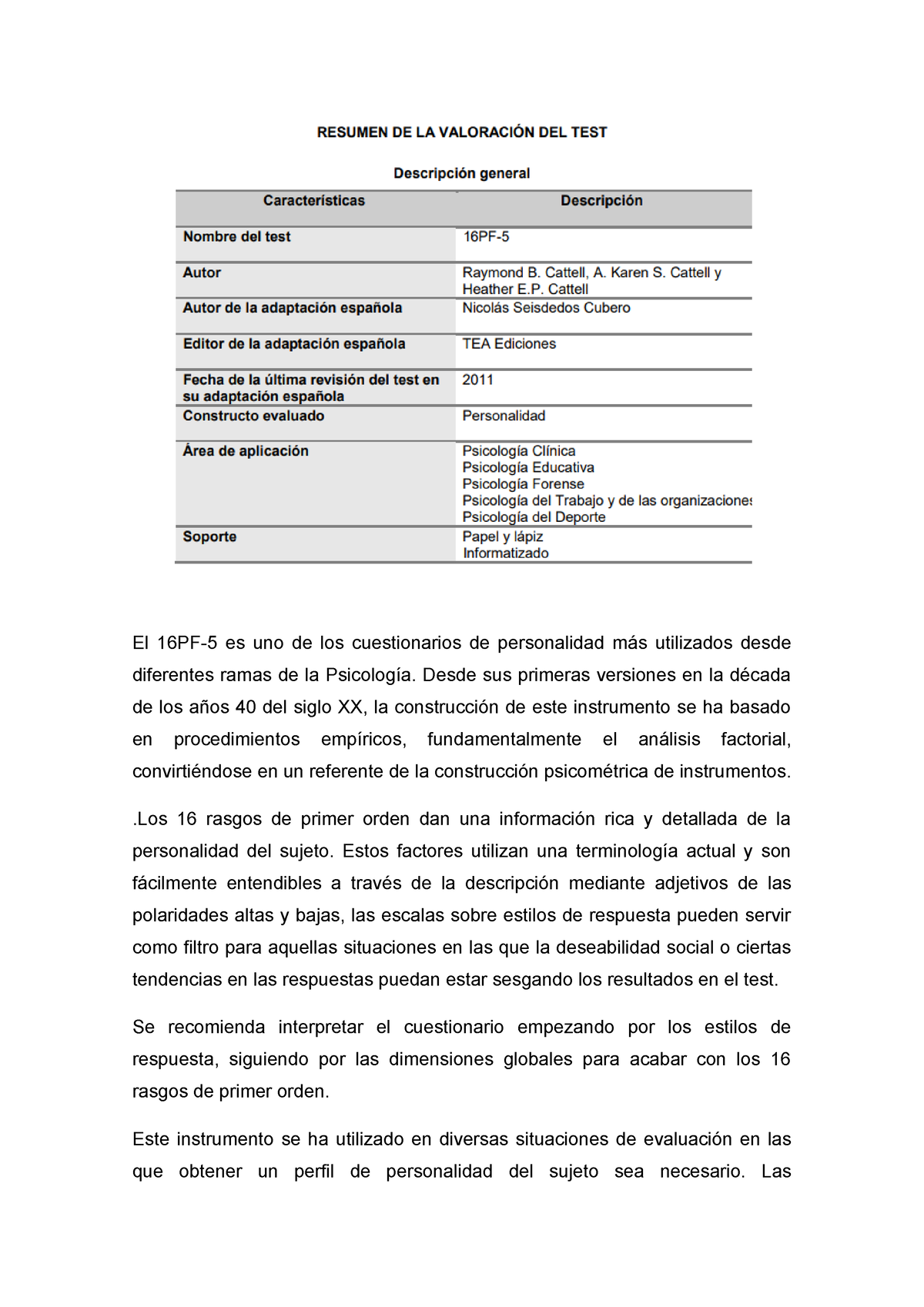 El 16PF ABEP - Detalles De La Prueba 16pf - El 16PF-5 Es Uno De Los ...