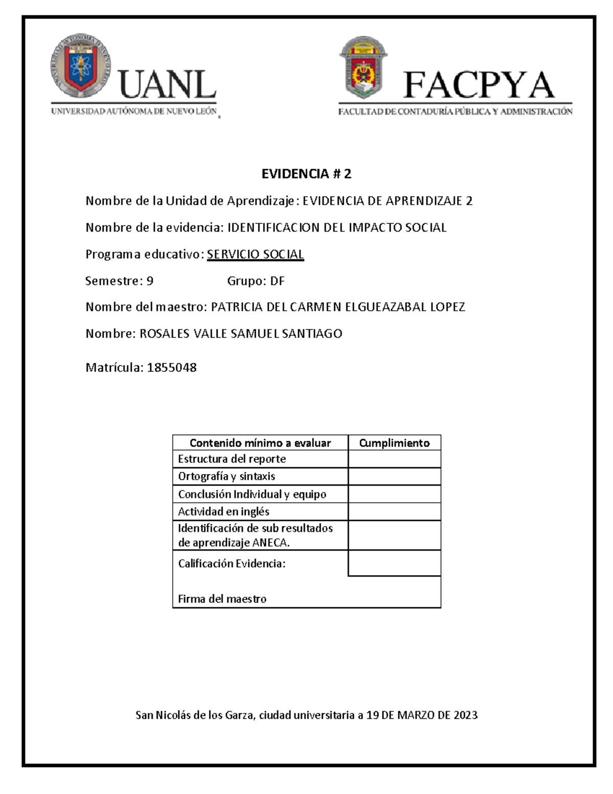 Evidencia 2 - EVIDENCIA # 2 Nombre de la Unidad de Aprendizaje ...