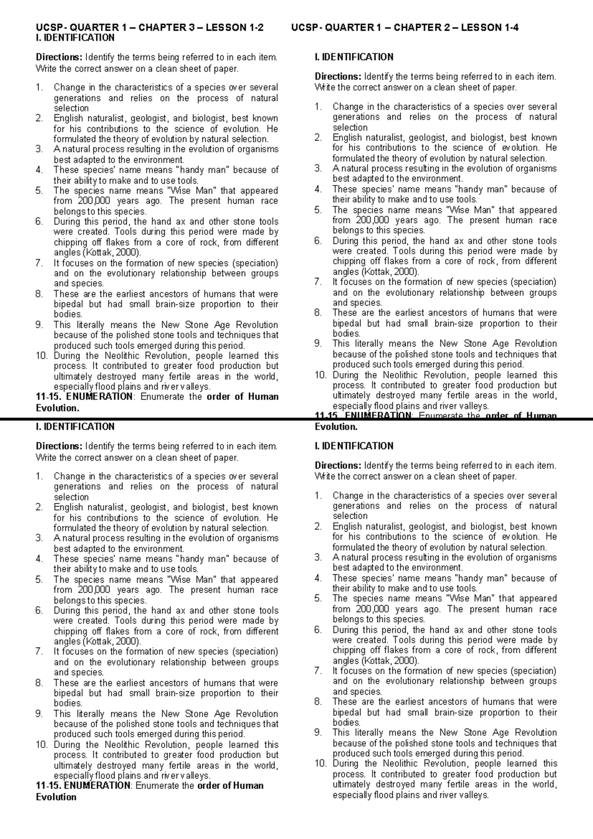 UCSP- Quarter 1- Chapter 3- Lesson 1&2 - UCSP- QUARTER 1 – CHAPTER 3 ...