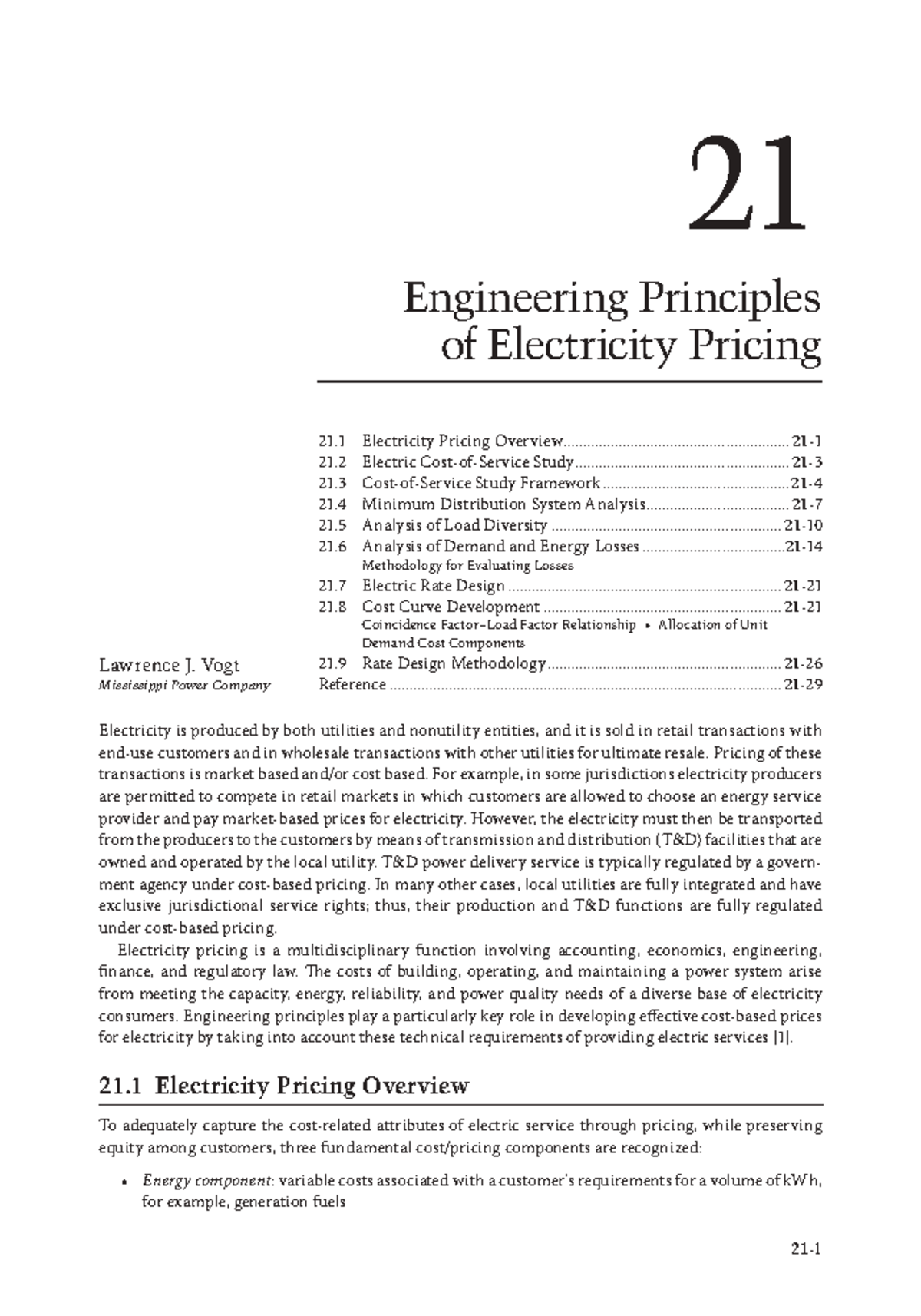 Power Systems (55) 21 Electricity is produced by both utilities and