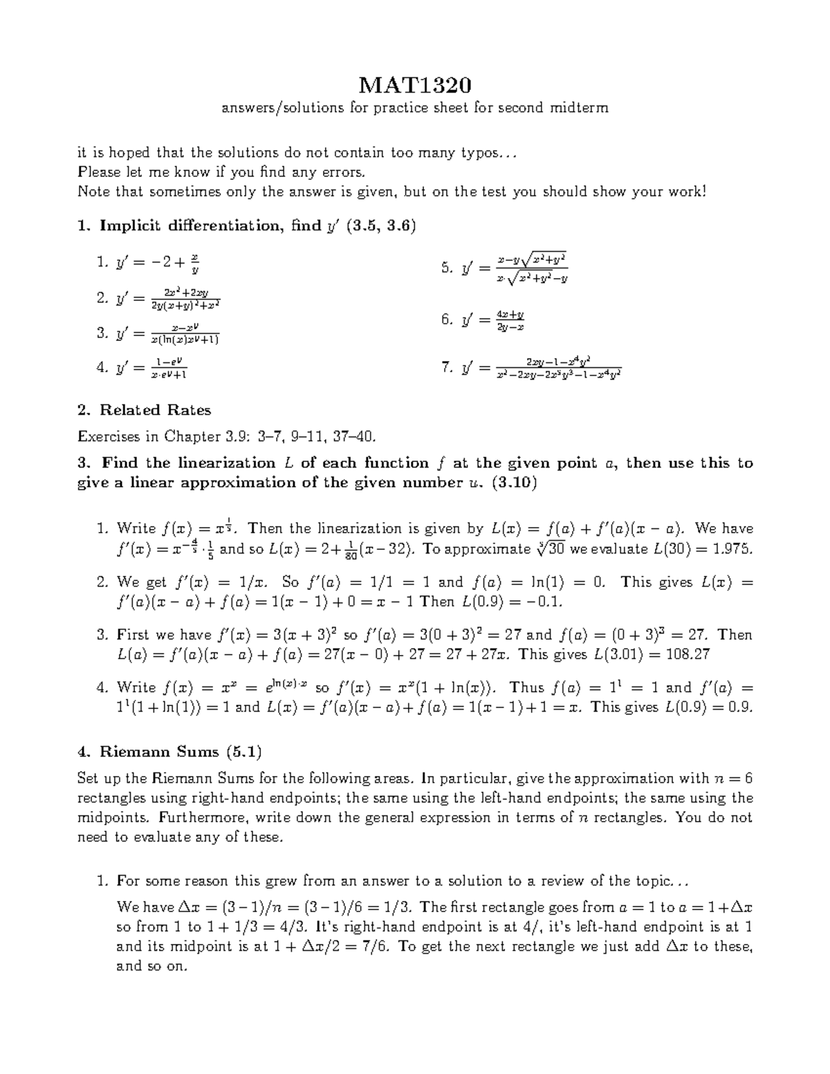 Practise-solutions - TUT - MAT answers/solutions for practice sheet for ...