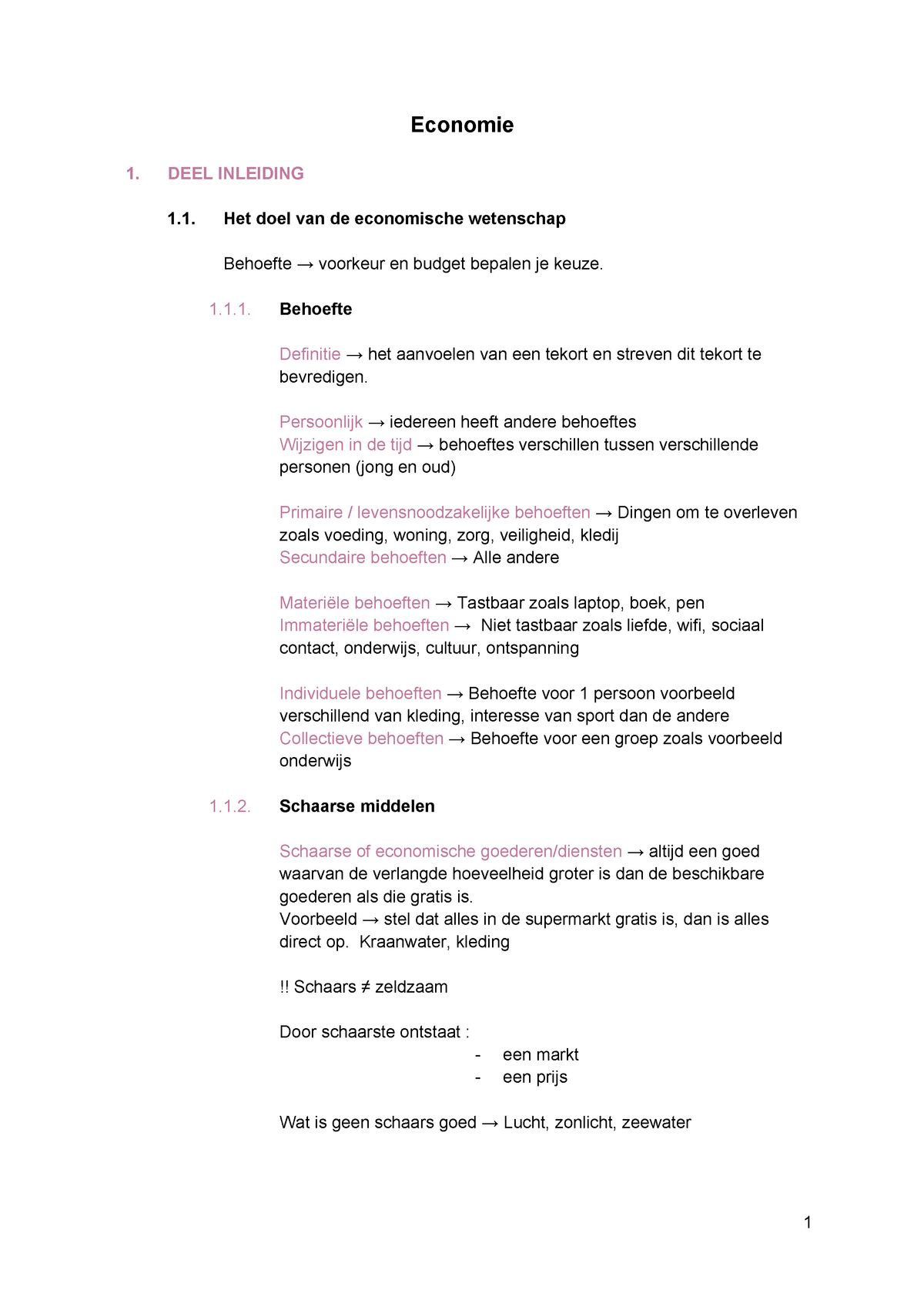 Samenvatting Economie EPM1: Micro Economie - Economie 1. DEEL INLEIDING ...