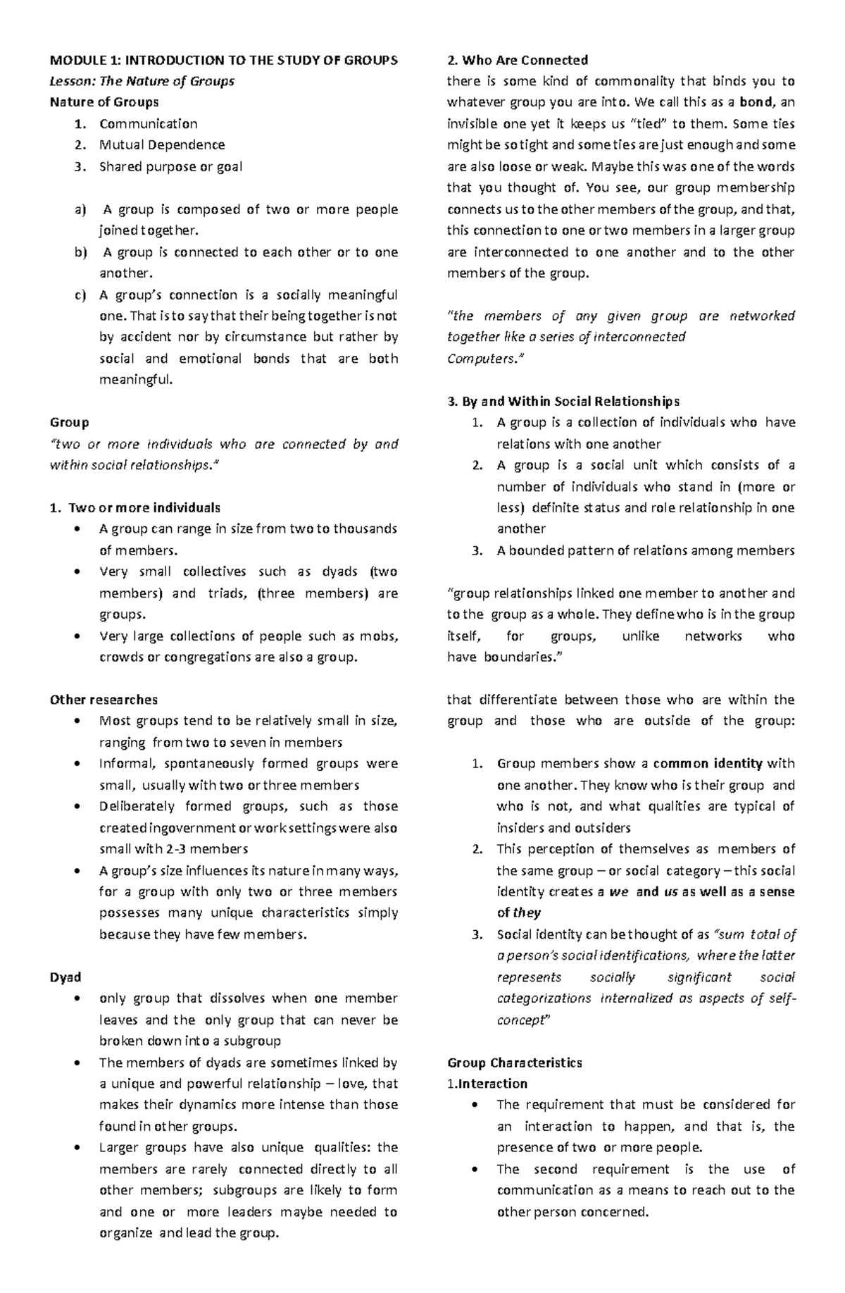 Nature of Groups - MODULE 1: INTRODUCTION TO THE STUDY OF GROUPS Lesson ...