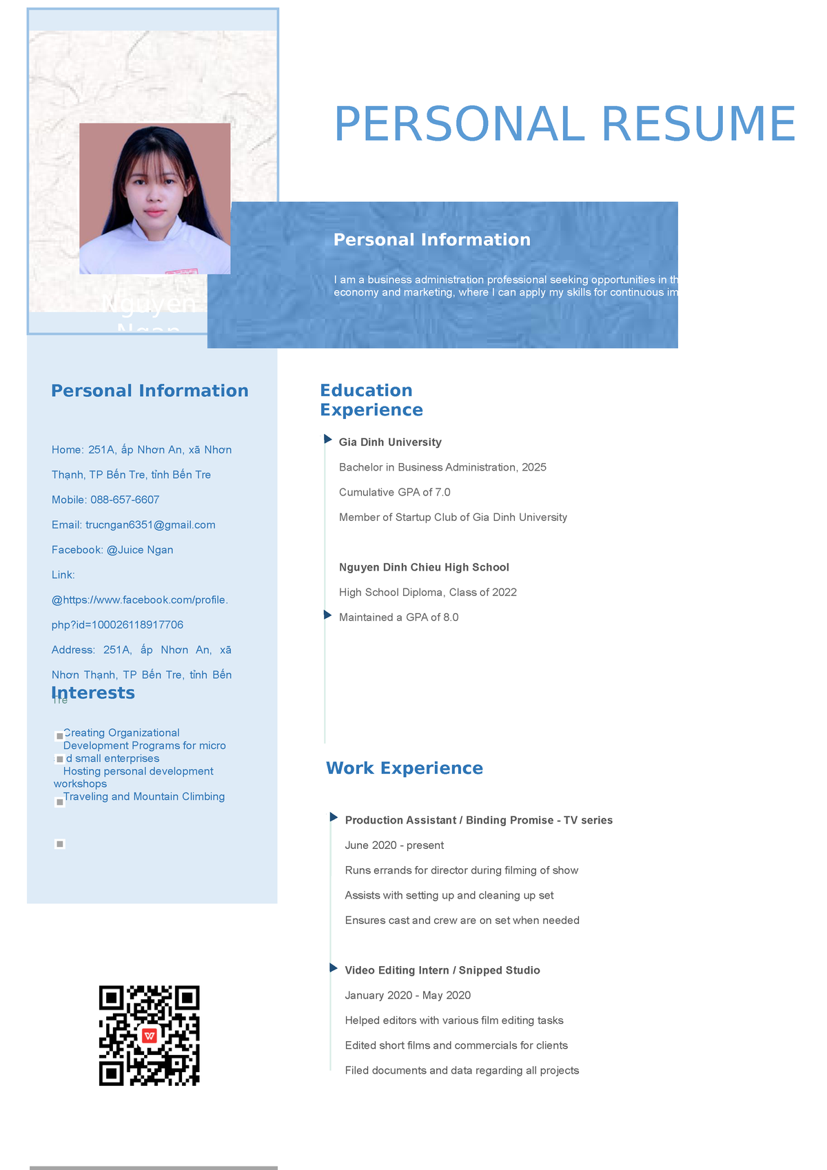 Professional Engineer Resume - Personal Information Home: 251A, ấp Nhơn ...