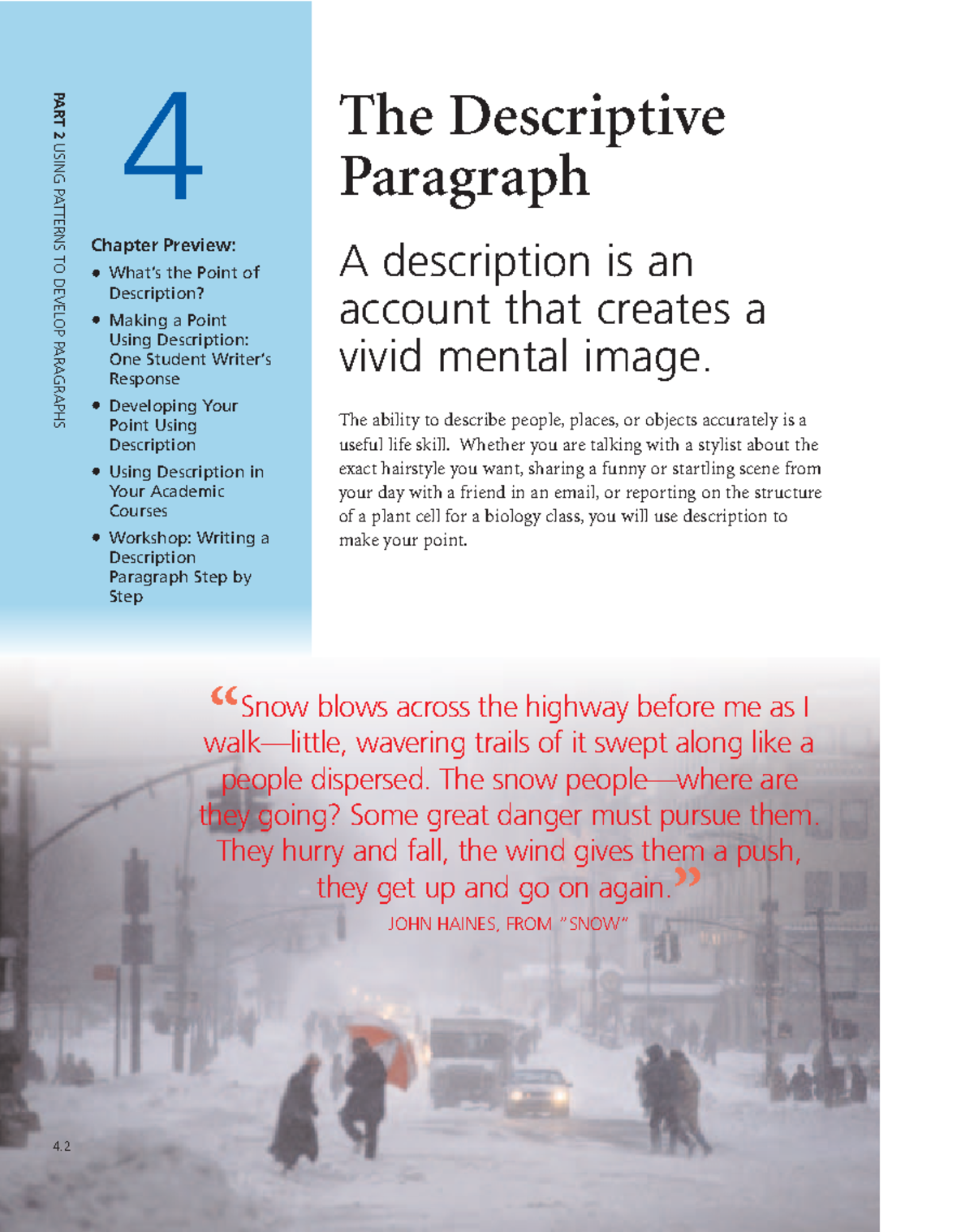 Descriptive paragraph - PART 2 USING PATTERNS TO DEVELOP PARAGRAPHS 4 ...