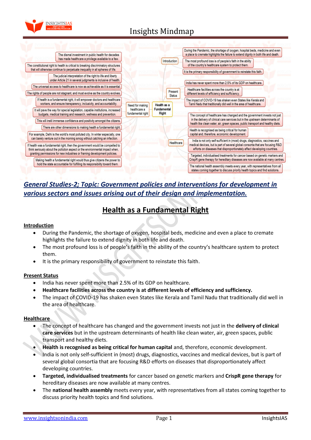 Health As A Fundamental Right - Insights Mindmap Insightsonindia Page 1 ...