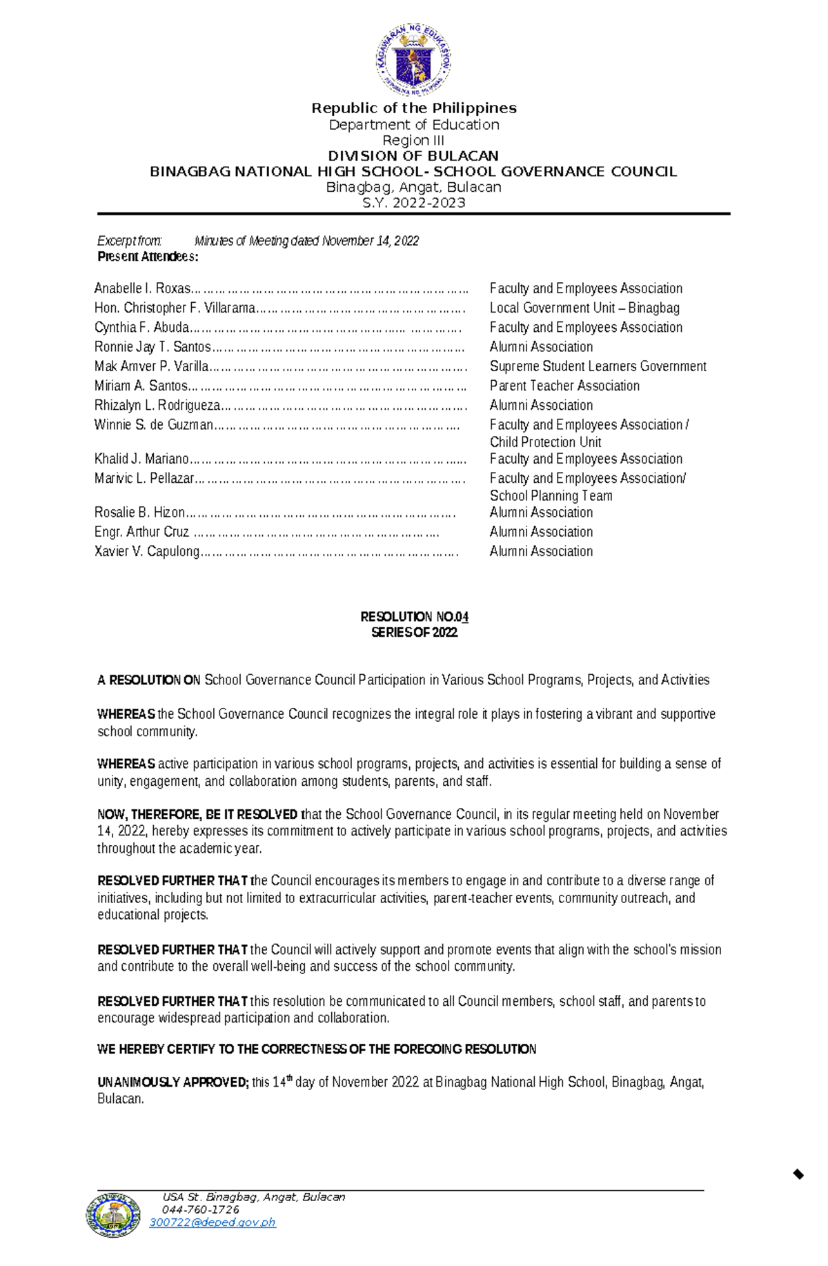 Resolution 4 Participation IN Various PPAs - Republic of the ...